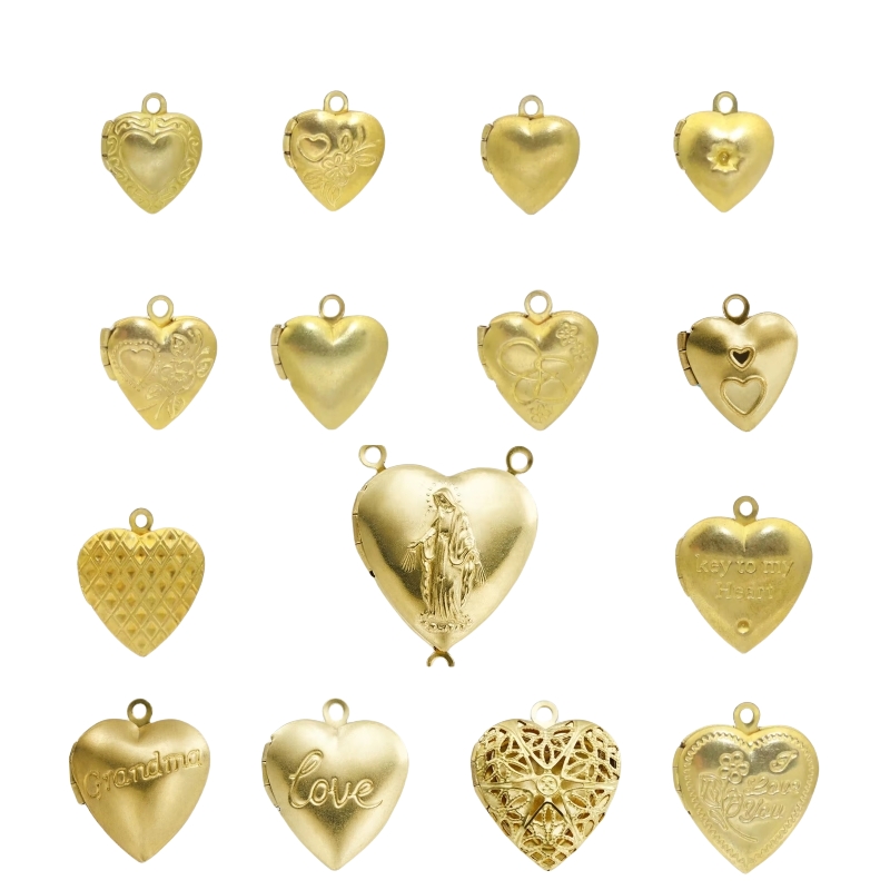 Heart Locket Necklace Photo - BoYuTe (50 Adet/grup) Metal Pirinç Kalp