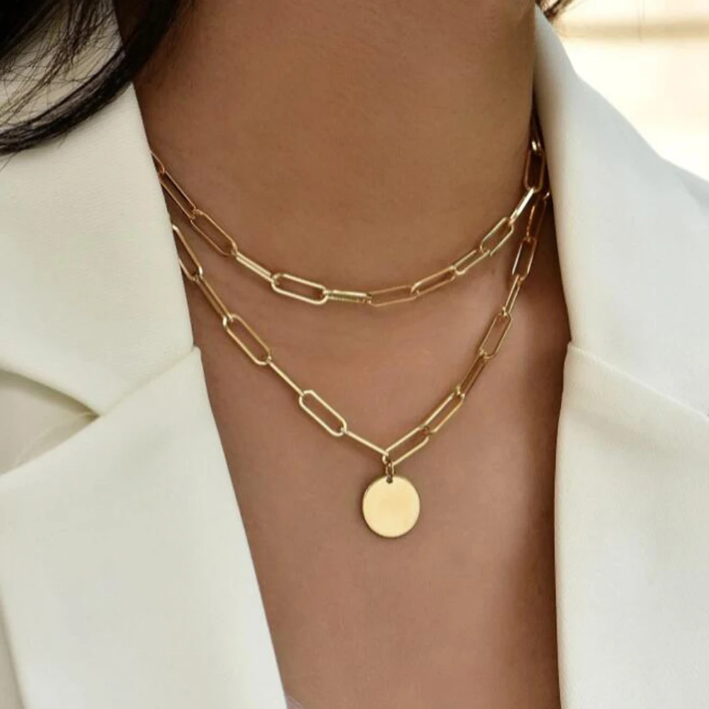 Layered Pendant Necklace Aesthetic - SUMENG 2024 Yeni Moda Vintage Yuvarlak
