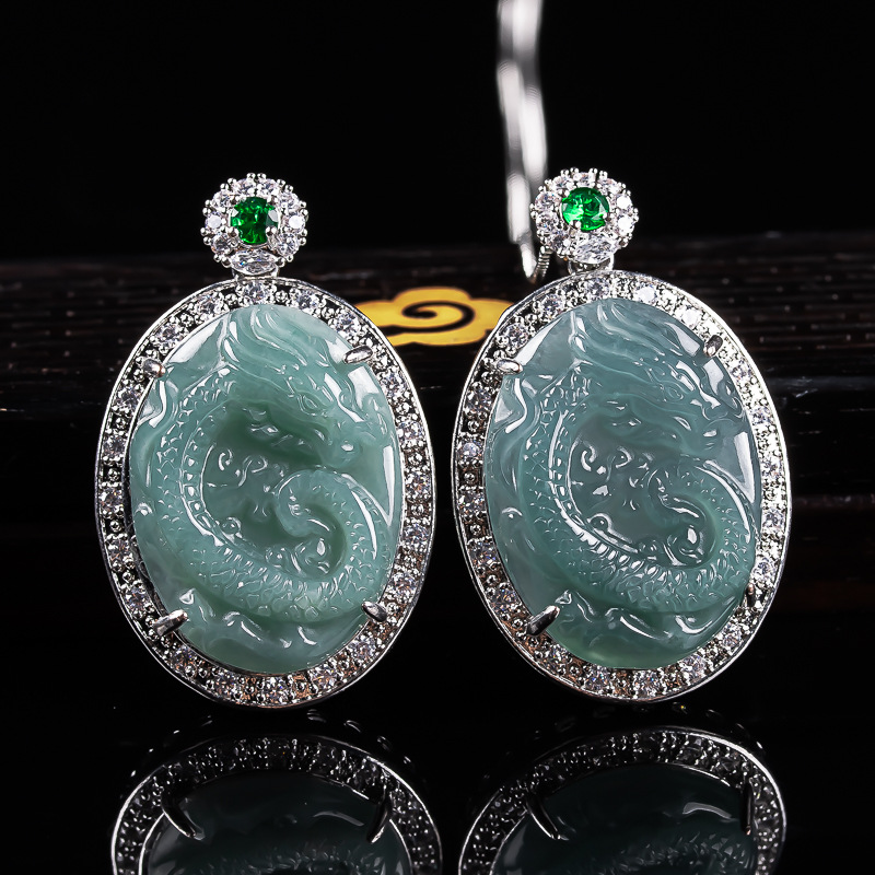 925 Sterling Silver Chain Necklace Men - Myanmar Jadeite Ejderha Kolye Kolye 925