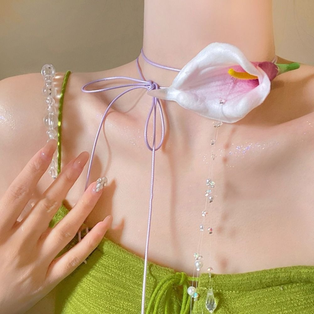 Moda Abartılı Calla Zambak Bon - Pearl Choker Necklace Vintage incelemesi ve fiyatı