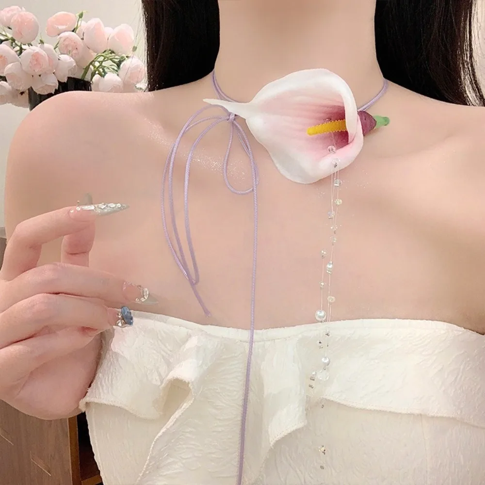 Moda Abartılı Calla Zambak Bon - Pearl Choker Necklace Vintage incelemesi ve fiyatı
