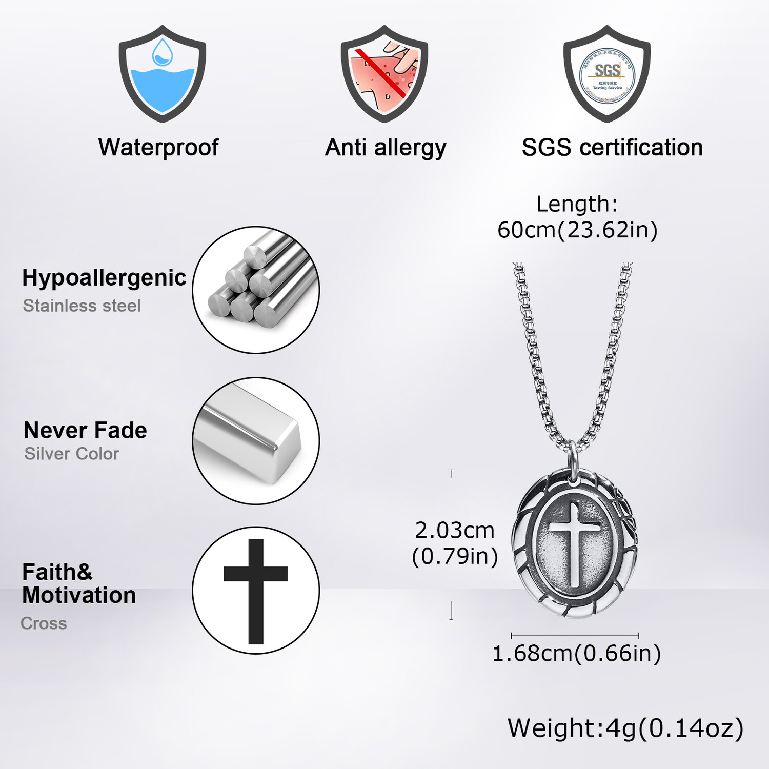 Erkekler için Hip Hop Punk Haç - Cuban Link Chain 12Mm incelemesi ve fiyatı